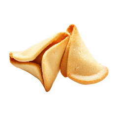Two delicate fortune cookies isolated, conveying anticipation and a touch of oriental mystery, with transparent style