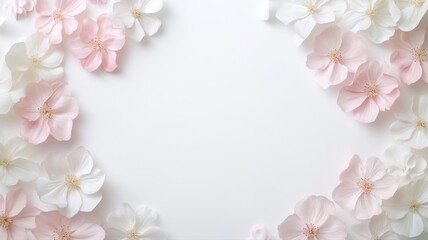 Fototapeta premium Elegant Floral Border with Pink and White Blossoms floral border flowers blossoms pink flowers soft