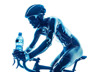 Elite Cycling with Futuristic Equipment Isolated On White Background.