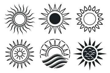    A set of sun icon vector art illustration.

