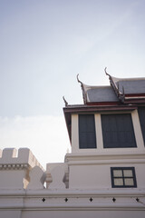 solo travel with man chilling see city life in bangkok thailand in summer season