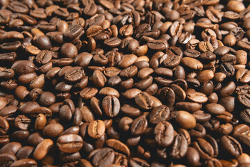 Close-up of freshly roasted coffee beans	
