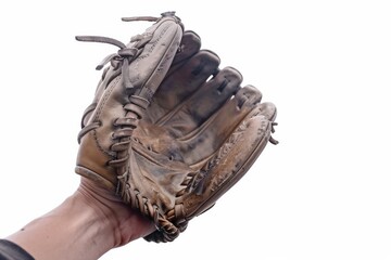 Authentic Baseball Action Shot Isolated On White Background.
