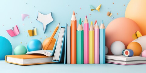 Colorful Pencils Books and Fun School Supplies