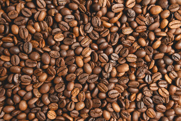 Close-up of freshly roasted coffee beans	
