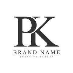 PK trendy logotype template. Initial letter p and k classic font style. Creative logo for company name or identity.