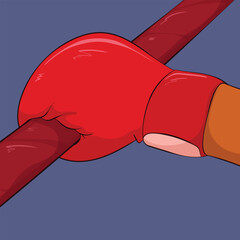 Boxer holding Rope Vector Illustration. Boxing Concept Art Vector. Fighting Boxer