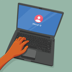 Using Laptop Illustration. Laptop Typing Work Vector Illustration Art