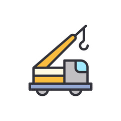 Crane truck colored icons, minimalist vector illustration ,simple transparent graphic element .Isolated on white background