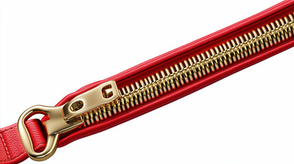 Obraz premium close-up of red zip against white background.ai 