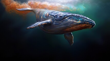Fototapeta premium Majestic whale swims through colored ocean depths
