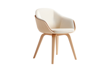 Scandinavian Minimalist Visitor Chair Display Isolated On White Background.