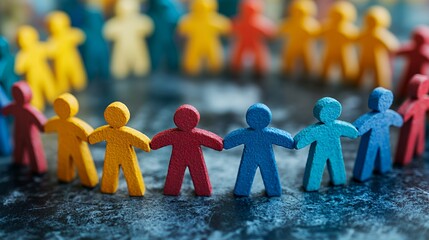 Colorful paper cutouts representing unity and diversity in teamwork.