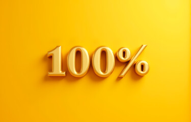 Shiny golden one hundred 100 percent symbol on bright yellow background ideal for guarantee quality...