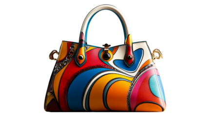 Vibrant handbag, luxury accessory, cut out transparent