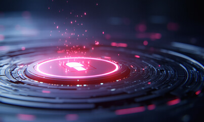 Obraz premium Futuristic glowing technology interface with vibrant pink light