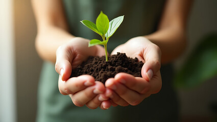 Close-up of Hands Holding Small Plants