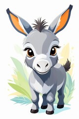 cartoon character of cute baby donkey icon vector
