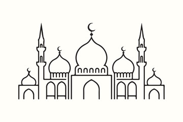 Islamic Architecture Line Art Mosques.