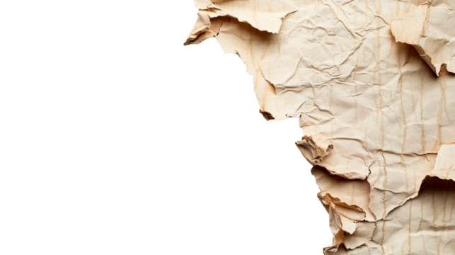 Damaged paper texture detail, cut out transparent