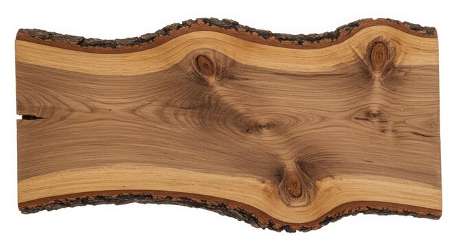 Natural wood slab with bark edge texture for rustic designs or furniture