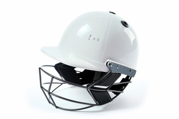 Fototapeta premium Ultimate Defense: Advanced Cricket Helmets Isolated On White Background.