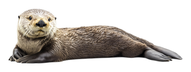 Sea Otter for Marine Mammal and Wildlife Art - Isolated on White Background