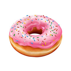 Sweet Glazed Donut with Colorful Sprinkles