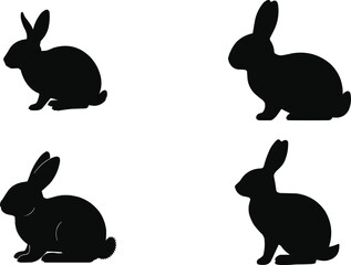 Fototapeta premium rabbit vector, rabbit silhouette, easter bunny vector, black rabbit silhouette, spring rabbit icon,