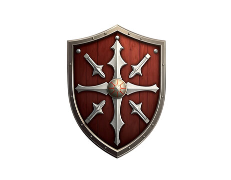 Detailed Medieval Shield with Cross Design