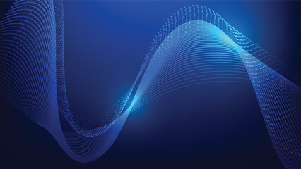 abstract wavy graphic lines and dots on blue background