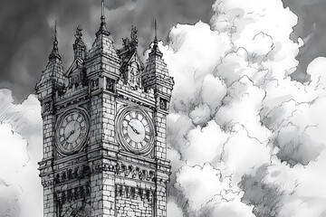 ink drawing of big ben london