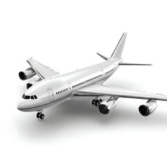 Obraz premium A 3D rendered model of a white airplane, isolated on a clean white background