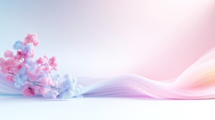 Delicate Pastel Floral Arrangement on Flowing Fabric