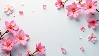 Fototapeta premium Delicate small blooms, scattered evenly on a light background, small, wallpaper