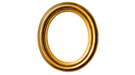 Ornate Oval Gold Frame, cut out transparent