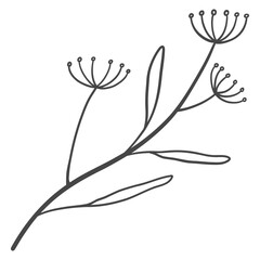 illustration of a branch with leaves and flowers