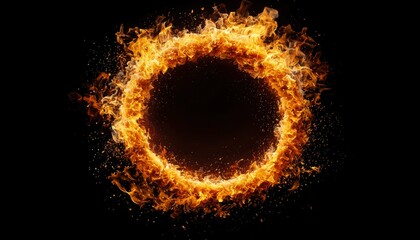 Fiery ring graphic on black background