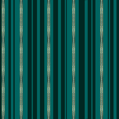 Abstract background with stripes, Jewelry striped seamless pattern. Turquoise green and gold stripes with diamonds  background. Luxury template for design, textile, wallpaper, wrapping