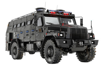 Explosive Ordinance Response Vehicle Isolated On White Background.