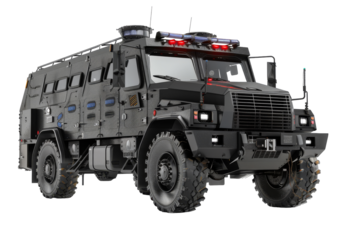 Explosive Ordinance Response Vehicle Isolated On White Background.