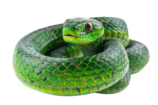 Deadly Reptile: The Boomslang Isolated On White Background.