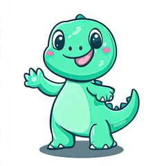 Obraz premium A cheerful, cartoonish, teal-colored dinosaur character.