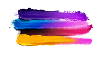 Colorful oil paint strokes palette, cut out transparent