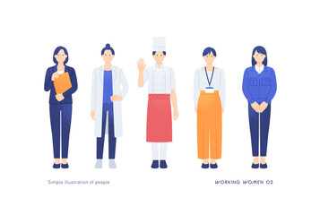 営業・医療従事者・クリエイターなど。おしゃれでかわいい働く女性のイラストセット。