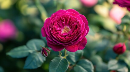 Burgundy rose in sharp macro, low light