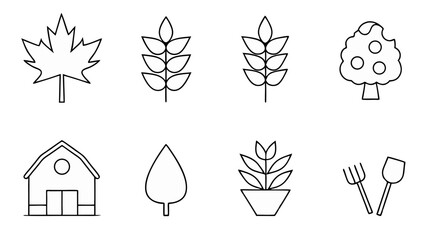 Fototapeta premium set of herb farm line art vector on tranparent background