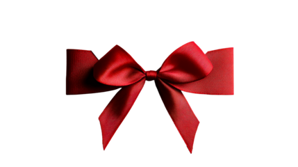 Crimson ribbon bow decoration, cut out transparent