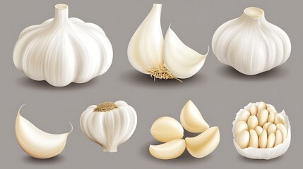 Fototapeta premium Realistic Garlic Representations