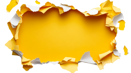 Torn paper on bright yellow backdrop